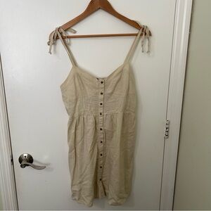 Aerie | Women’s Beige Cream Button-Down Sleeveless Mini Sundress | Size Medium
